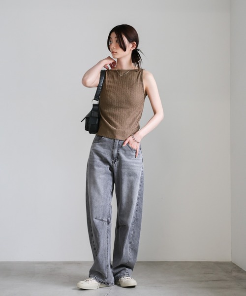 select MOCA(セレクトモカ)の「ワッシャーノースリーブトップス(Tシャツ/カットソー・レディース・ブラウン/ベージュ/ブラック・FREE)」の13枚目の写真