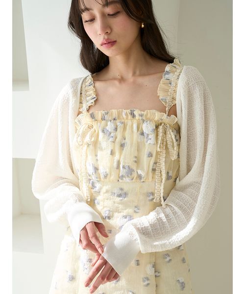 【美品】SNIDEL シアーボレロカーディガン アイボリー シアーボレロカーディガン(カーディガン)｜トップス｜SNIDEL