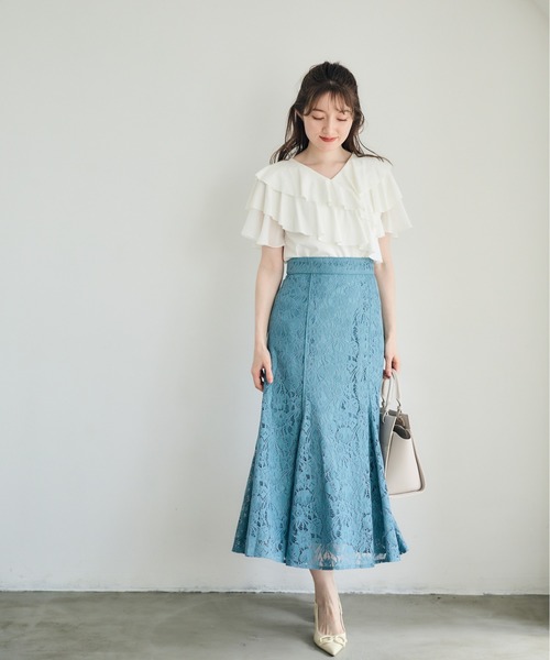 12Twelve Agenda（トゥエルブ　アジェンダ）の「レースマーメイドスカート（スカート・レディース・ブラック/ブルーグリーン・S/M）」の6枚目の写真