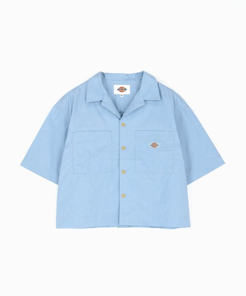 Dickies(ディッキーズ)の「【Dickies】オープンカラークロップドシャツ(シャツ/ブラウス・レディース・オフホワイト/ブラック/サックスブルー/グリーン・MEDIUM)」の8枚目の写真