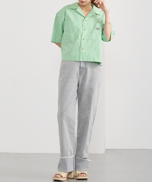 セール】【Dickies】オープンカラークロップドシャツ（シャツ/ブラウス