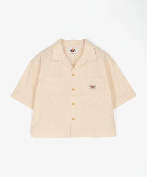 Dickies(ディッキーズ)の「【Dickies】オープンカラークロップドシャツ(シャツ/ブラウス・レディース・オフホワイト/ブラック/サックスブルー/グリーン・MEDIUM)」の5枚目の写真