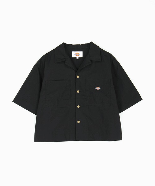 Dickies(ディッキーズ)の「【Dickies】オープンカラークロップドシャツ(シャツ/ブラウス・レディース・オフホワイト/ブラック/サックスブルー/グリーン・MEDIUM)」の6枚目の写真