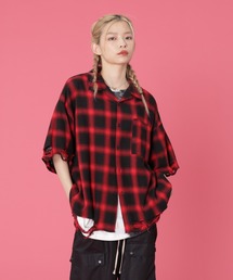 DANKE SCHON | DankeSchon/ダンケシェーン/OMBRE CHECK DAMEGE S/S SHIRTS(シャツ/ブラウス)