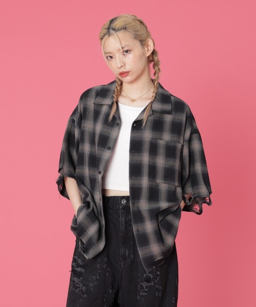 DANKE SCHON(ダンケシェーン)の「DankeSchon/ダンケシェーン/OMBRE CHECK DAMEGE S/S SHIRTS(シャツ/ブラウス・レディース・ブルー/レッド/ブラック・M/L)」の10枚目の写真