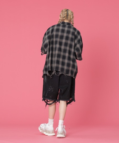 DANKE SCHON(ダンケシェーン)の「DankeSchon/ダンケシェーン/OMBRE CHECK DAMEGE S/S SHIRTS(シャツ/ブラウス・レディース・ブルー/レッド/ブラック・M/L)」の15枚目の写真