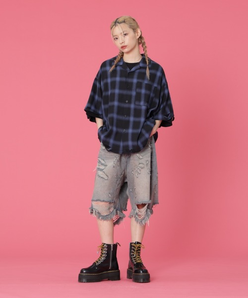 DANKE SCHON(ダンケシェーン)の「DankeSchon/ダンケシェーン/OMBRE CHECK DAMEGE S/S SHIRTS(シャツ/ブラウス・レディース・ブルー/レッド/ブラック・M/L)」の17枚目の写真