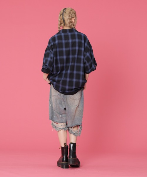 DANKE SCHON(ダンケシェーン)の「DankeSchon/ダンケシェーン/OMBRE CHECK DAMEGE S/S SHIRTS(シャツ/ブラウス・レディース・ブルー/レッド/ブラック・M/L)」の21枚目の写真