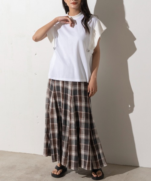 EUCLAID（エウクレイド）の「【水洗い可】【天然素材】【麻】リネンチェックボリュームスカート（スカート・レディース・ブラウン/ネイビー・40/38）」の13枚目の写真