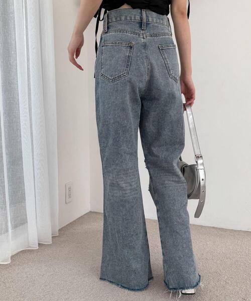 WEGO(ウィゴー)の「WEGO/ダメージフレアデニムパンツ(デニムパンツ・レディース・コバルトブルー/スカイブルー・SMALL/MEDIUM)」の15枚目の写真