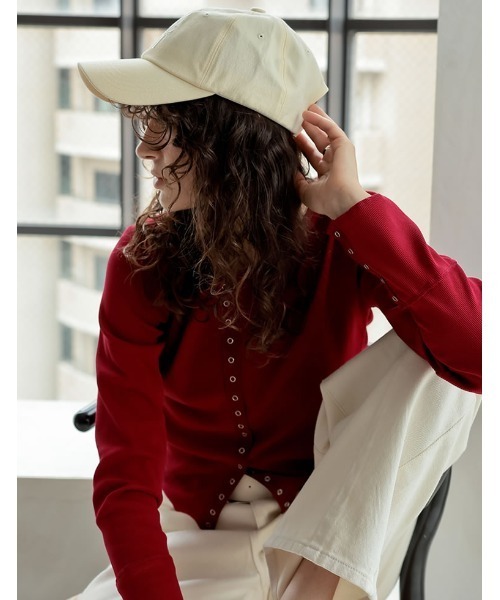 Re:EDIT（リエディ）の「[2025 SUMMER COLLECTION]コットンピグメントロゴ刺繍キャップ（キャップ・レディース・ブラック/ホワイト/ピンク/ミント・FREE）」の7枚目の写真