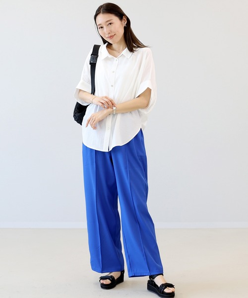 Aletta vita（アレッタビータ）の「エステルツイルセンターシームワイドパンツ（その他パンツ・レディース・グリーン/ブラック/ブルー・M）」の12枚目の写真