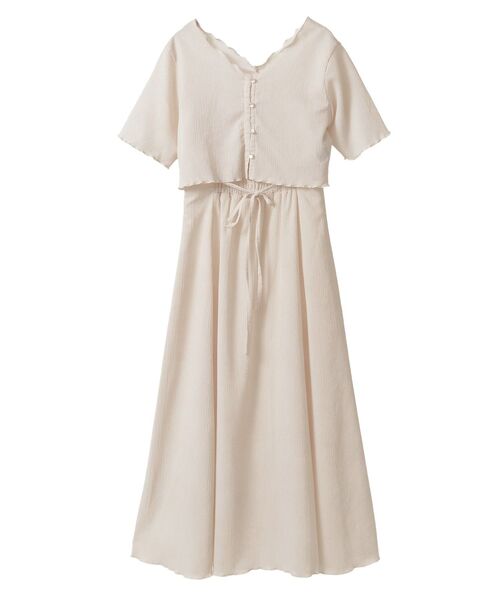 earth music&ecology(アースミュージックアンドエコロジー)の「SET2点ギャザーカットカーデ+キャミワンピース(ワンピース・レディース・モカ/アイボリー/ブラック・FREE)」の22枚目の写真