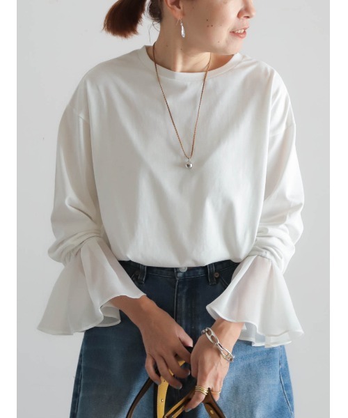 フィルデフェール FIL DE FER コットン 40 2天竺 フレアスリーブ プル