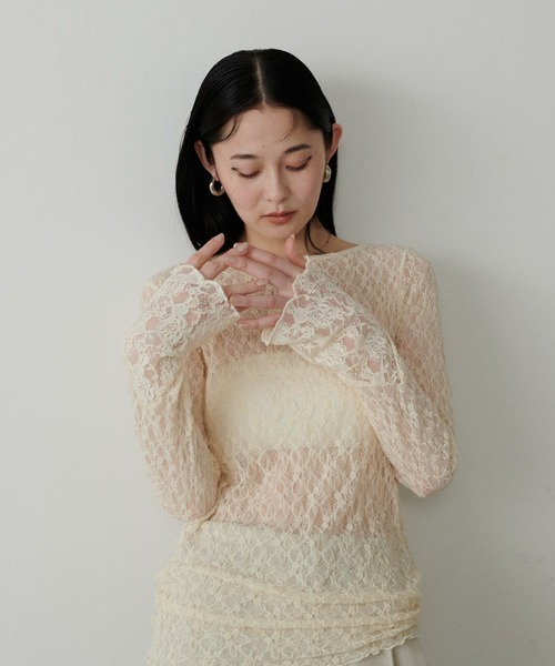 LARUTA(ラルータ)の「【LARUTA】MIXレース切替プルオーバー(Tシャツ/カットソー・レディース・アイボリー/ブラック・FREE)」の9枚目の写真