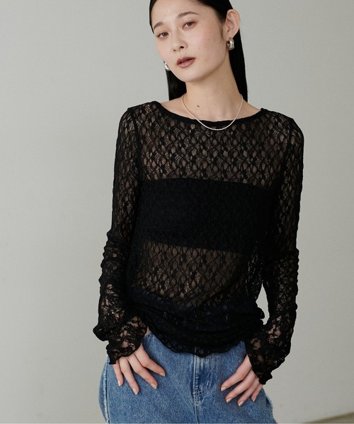 LARUTA(ラルータ)の「【LARUTA】MIXレース切替プルオーバー(Tシャツ/カットソー・レディース・アイボリー/ブラック・FREE)」の12枚目の写真