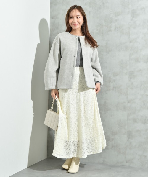 INTERPLANET（インタープラネット）の「メランジブランケットノーカラーショートコート（ノーカラーコート・レディース・グレー/ブラック/ベージュ・FREE）」の9枚目の写真