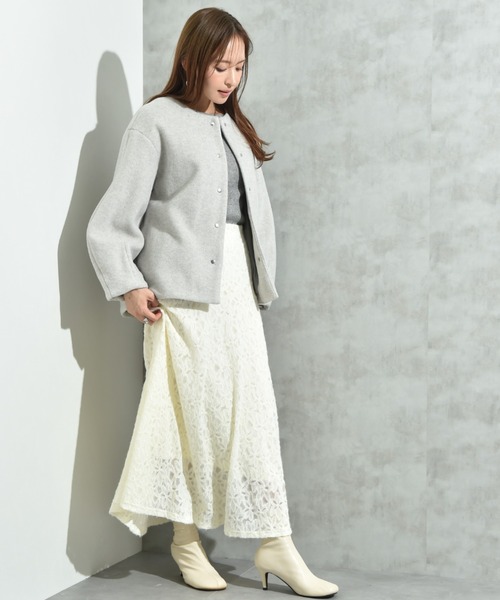 INTERPLANET（インタープラネット）の「メランジブランケットノーカラーショートコート（ノーカラーコート・レディース・グレー/ブラック/ベージュ・FREE）」の11枚目の写真