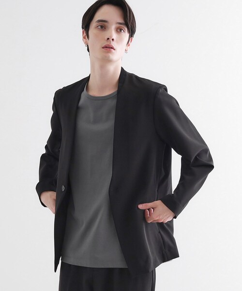 tk.TAKEO KIKUCHI（ティーケータケオキクチ）の「◆【セットアップ対応】360度ストレッチノーカラージャケット（ノーカラージャケット・メンズ・ブラック/ブルー/ブラウン系その他・04/03/02/01）」の21枚目の写真