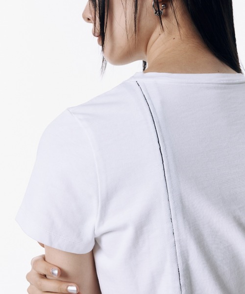 JOSE MOON(ジョゼムーン)の「PIERCE MINIMUM LOGO TSHIRT/ピアスミニマムロゴTシャツ(Tシャツ/カットソー・レディース・ホワイト/チャコールグレー/ブラック・FREE)」の16枚目の写真