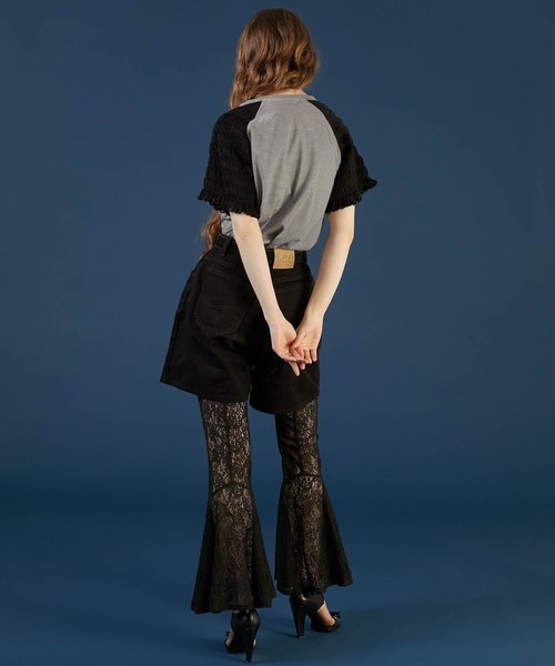 セール】【crinkle crinkle crinkle】shirring border T shirt