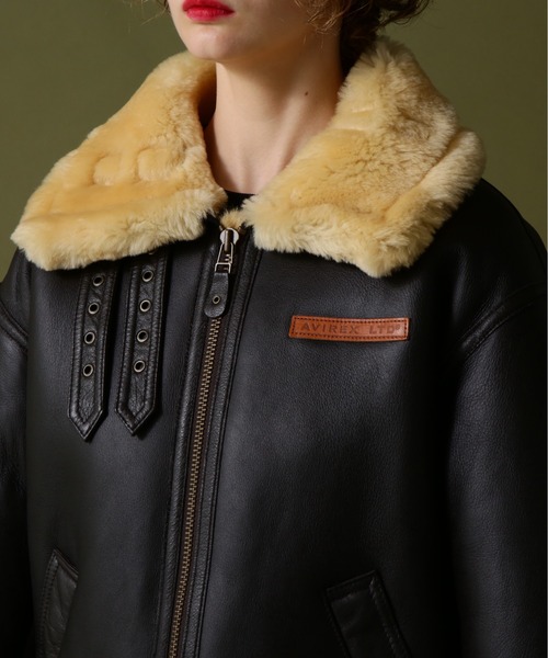 AVIREX(アヴィレックス)の「《WOMAN》B-3 PLAIN/B-3プレーン(ムートンコート・レディース・ブラウン/ブラック・38)」の13枚目の写真