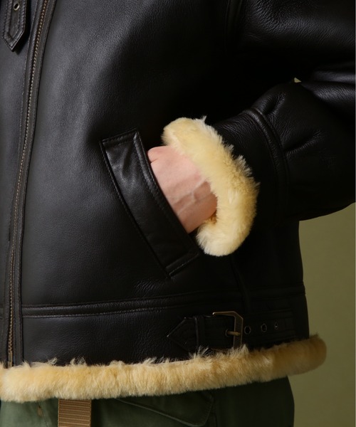 AVIREX(アヴィレックス)の「《WOMAN》B-3 PLAIN/B-3プレーン(ムートンコート・レディース・ブラウン/ブラック・38)」の15枚目の写真