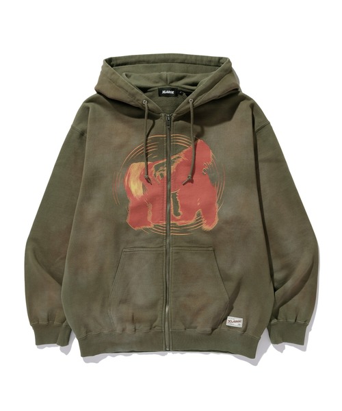 セール】SPRAY PROCESSED ZIP HOODED SWEATSHIRT（パーカー）｜XLARGE