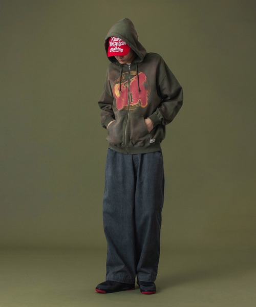 XLARGE（エクストララージ）の「SPRAY PROCESSED ZIP HOODED SWEATSHIRT（パーカー・メンズ・ブラック/オリーブ・S/M/L/XL）」の13枚目の写真