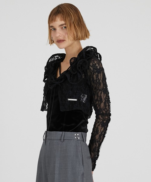 PRANK PROJECT（プランクプロジェクト）の「レースフリルウェーブカーディガン / Lace Frill Wave Cardigan（カーディガン/ボレロ・レディース・ブラック・FREE）」の6枚目の写真