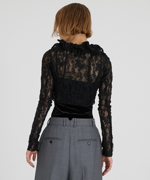 PRANK PROJECT（プランクプロジェクト）の「レースフリルウェーブカーディガン / Lace Frill Wave Cardigan（カーディガン/ボレロ・レディース・ブラック・FREE）」の7枚目の写真