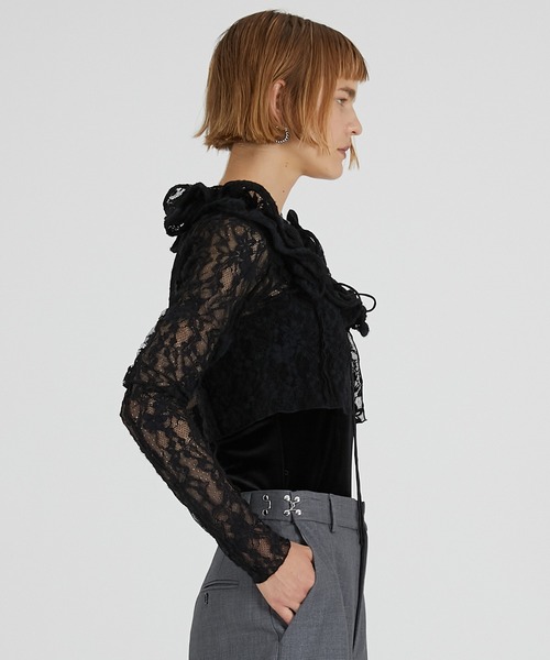 PRANK PROJECT（プランクプロジェクト）の「レースフリルウェーブカーディガン / Lace Frill Wave Cardigan（カーディガン/ボレロ・レディース・ブラック・FREE）」の8枚目の写真