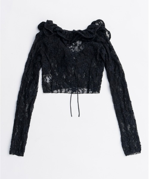 PRANK PROJECT（プランクプロジェクト）の「レースフリルウェーブカーディガン / Lace Frill Wave Cardigan（カーディガン/ボレロ・レディース・ブラック・FREE）」の12枚目の写真