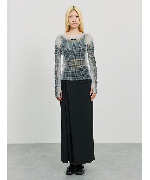 SORIN（ソリン　）の「Sheer Check 2Way Top/シアーチェック 2WAYトップ（Tシャツ/カットソー・レディース・ホワイト/グレー・38）」の8枚目の写真