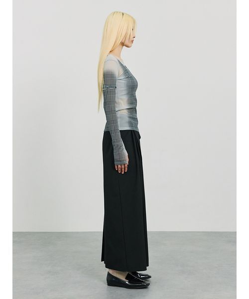 SORIN（ソリン　）の「Sheer Check 2Way Top/シアーチェック 2WAYトップ（Tシャツ/カットソー・レディース・ホワイト/グレー・38）」の9枚目の写真