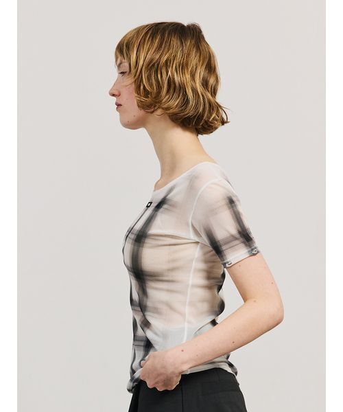 SORIN（ソリン　）の「Sheer Check 2Way Top/シアーチェック 2WAYトップ（Tシャツ/カットソー・レディース・ホワイト/グレー・38）」の15枚目の写真