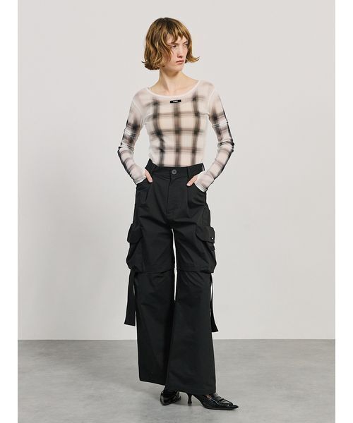 SORIN（ソリン　）の「Sheer Check 2Way Top/シアーチェック 2WAYトップ（Tシャツ/カットソー・レディース・ホワイト/グレー・38）」の20枚目の写真