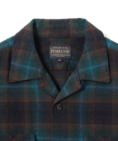 K*様 PENDLETON 長袖シャツ チェック柄 ネイビー ブラウン L 60年代 USA製 PENDLETON ペンドルトン チェック柄 開襟 ウール