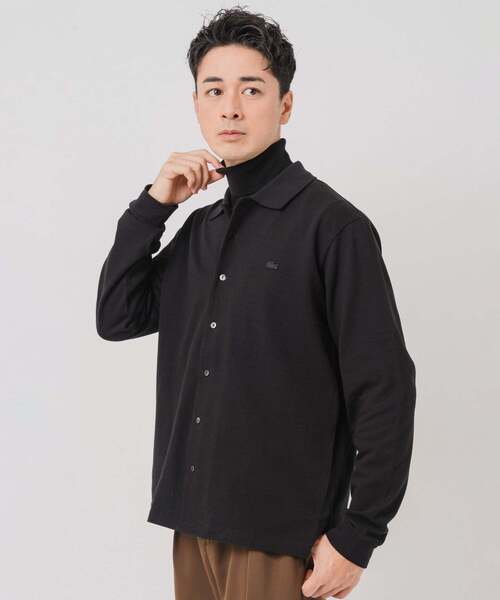 トップス Lacoste long sleep polo shirt 6 black セール】LACOSTE(ラコステ) 別注 フルオープン ロングスリーブ
