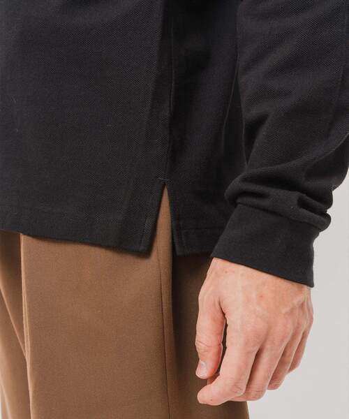 LACOSTE 別注 フルオープン 長袖 ポロシャツ ラコステ 5 日本製 黒 LACOSTE（ラコステ） tシャツ 別注 フルオープン ロングスリーブ