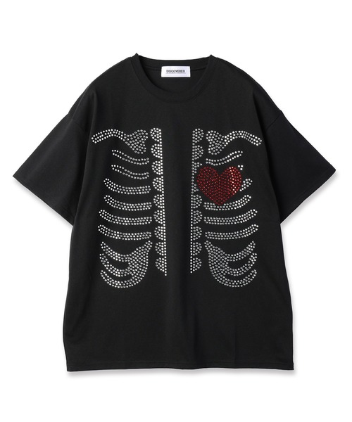 DISCOVERED(ディスカバード)の「HOTFIX BONE&HEART TEE(Tシャツ/カットソー・メンズ・ホワイト/ブラック・3/1)」の6枚目の写真