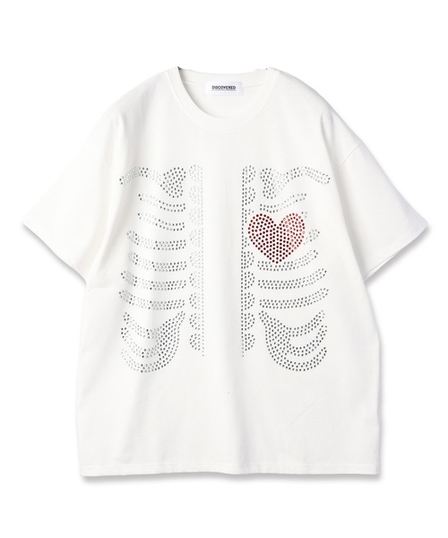 DISCOVERED(ディスカバード)の「HOTFIX BONE&HEART TEE(Tシャツ/カットソー・メンズ・ホワイト/ブラック・3/1)」の7枚目の写真