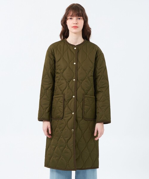 セール】【WEB&一部店舗限定】キルティングロングコート（ノーカラー