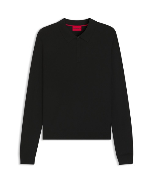 HUGO(ヒューゴ)の「スリムフィット ニットポロシャツ フライフロント(ポロシャツ・メンズ・ブラック・XL/S/M/XXL/L)」の5枚目の写真