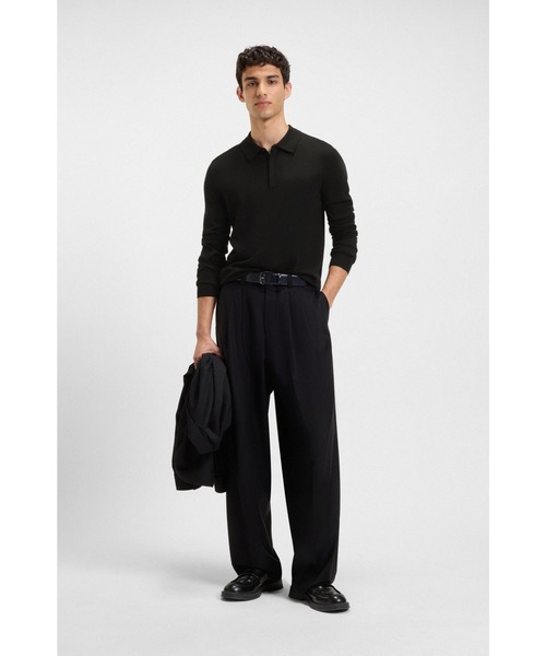 HUGO(ヒューゴ)の「スリムフィット ニットポロシャツ フライフロント(ポロシャツ・メンズ・ブラック・XL/S/M/XXL/L)」の3枚目の写真