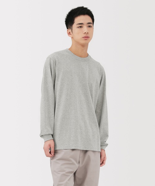 無印良品（ムジルシリョウヒン）の「紳士　洗いざらし太番手クルーネック長袖Ｔシャツ（Tシャツ/カットソー・メンズ・ブラック/カーキ/グレー/チャコールグレー/ホワイト/ネイビー・S/M/L/XL）」の4枚目の写真