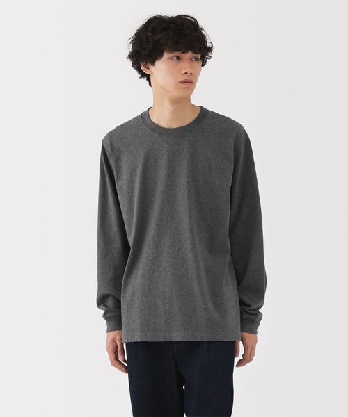 無印良品（ムジルシリョウヒン）の「紳士　洗いざらし太番手クルーネック長袖Ｔシャツ（Tシャツ/カットソー・メンズ・ブラック/カーキ/グレー/チャコールグレー/ホワイト/ネイビー・S/M/L/XL）」の2枚目の写真