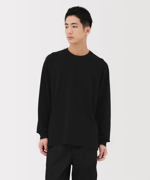 無印良品（ムジルシリョウヒン）の「紳士　洗いざらし太番手クルーネック長袖Ｔシャツ（Tシャツ/カットソー・メンズ・ブラック/カーキ/グレー/チャコールグレー/ホワイト/ネイビー・S/M/L/XL）」の3枚目の写真