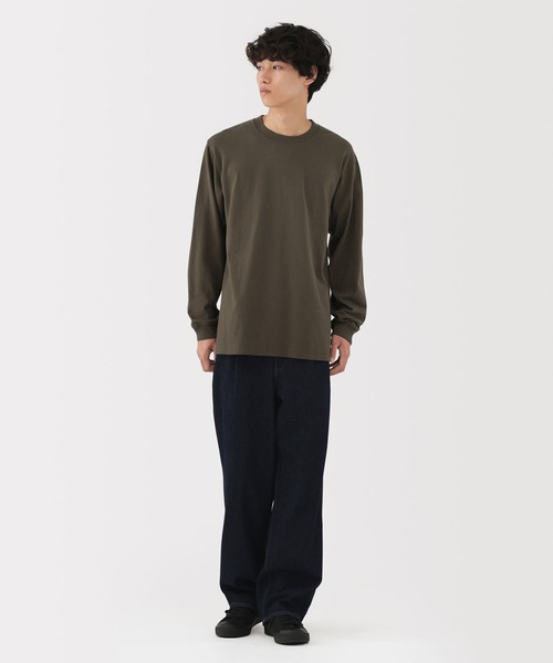 無印良品（ムジルシリョウヒン）の「紳士　洗いざらし太番手クルーネック長袖Ｔシャツ（Tシャツ/カットソー・メンズ・ブラック/カーキ/グレー/チャコールグレー/ホワイト/ネイビー・S/M/L/XL）」の18枚目の写真