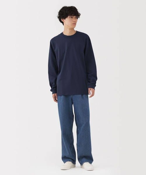 無印良品（ムジルシリョウヒン）の「紳士　洗いざらし太番手クルーネック長袖Ｔシャツ（Tシャツ/カットソー・メンズ・ブラック/カーキ/グレー/チャコールグレー/ホワイト/ネイビー・S/M/L/XL）」の21枚目の写真